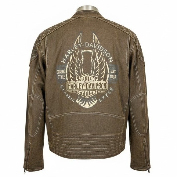 Harley Davidson Men's MEDIUM Distressed Genuine Motor Clothes Vault Jacket